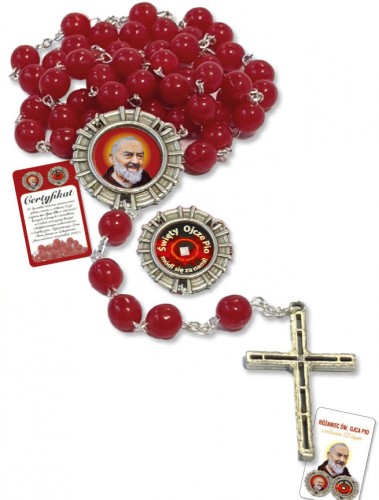 Różaniec św. Ojca Pio z relikwiami III stopnia