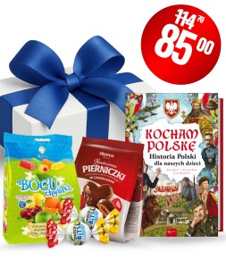 Zestaw Prezentowy na Dzień Dziecka (album „Kocham Polskę” + słodki zestaw BOGUchwałki i pierniczki)