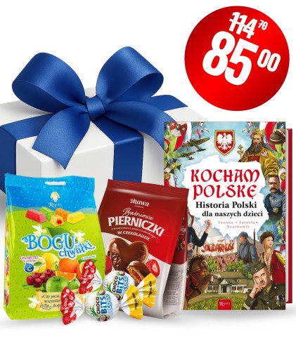 Zestaw Prezentowy na Dzień Dziecka (album „Kocham Polskę” + słodki zestaw BOGUchwałki i pierniczki)